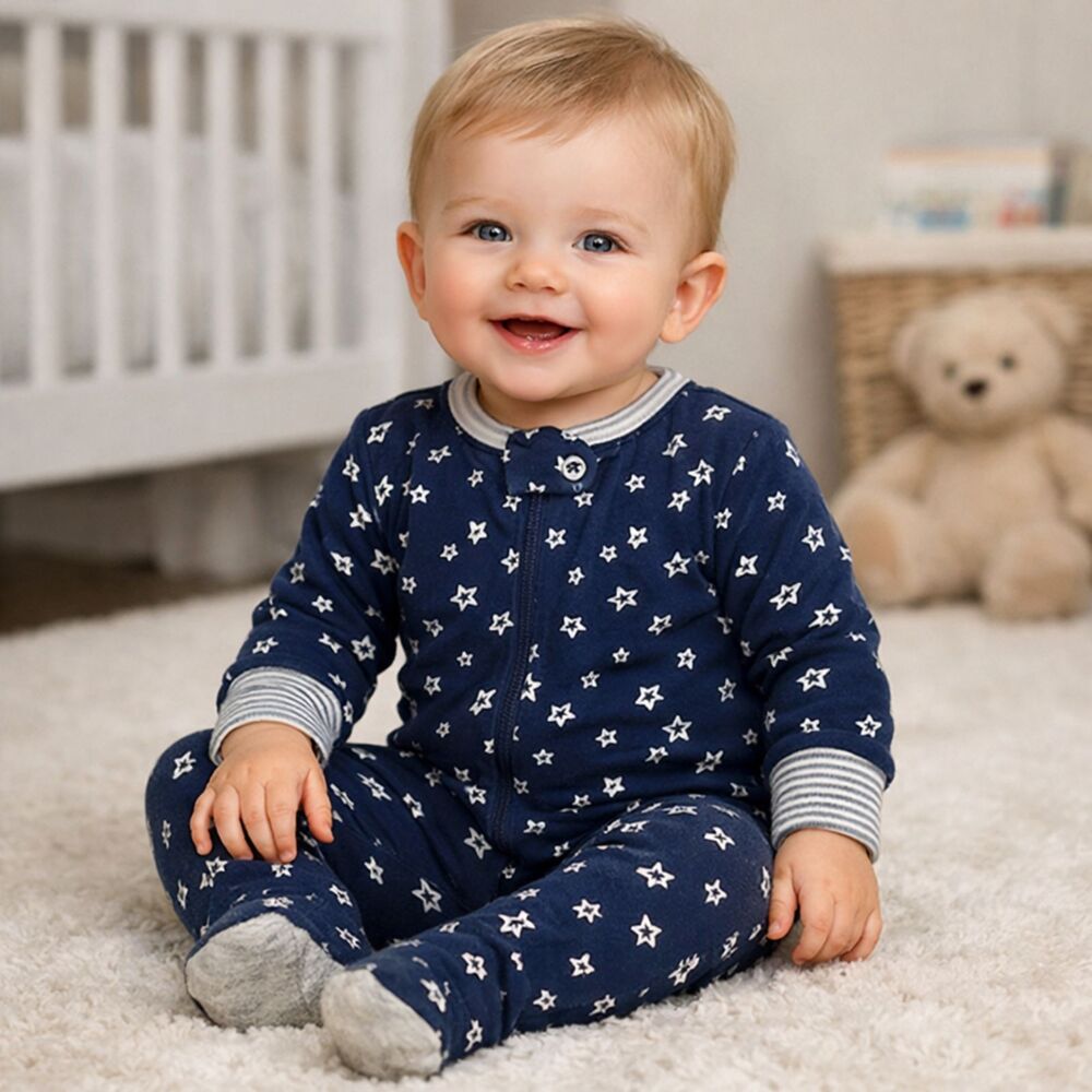 Gerber Organic Baby Sleeper 3-6M Star Print Footie Pajamas Cozy Nightwear